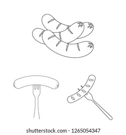 Vector illustration of sausage and party logo. Collection of sausage and german  vector icon for stock.