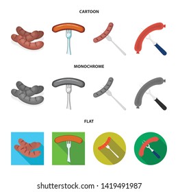 Vector illustration of sausage and party sign. Collection of sausage and german  stock vector illustration.