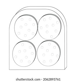 Ilustración vectorial de un sándwich de salchicha. Diseñado en colores blanco y negro para conceptos web, impresiones, envolturas, plantillas