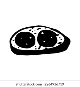 Vector illustration of a sausage sandwich on a