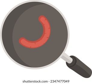 Vector illustration of sausages in a pot