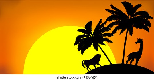 vector illustration of	savanna