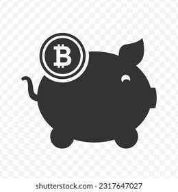 Vector illustration of save bitcoins icon in dark color and transparent background(PNG).