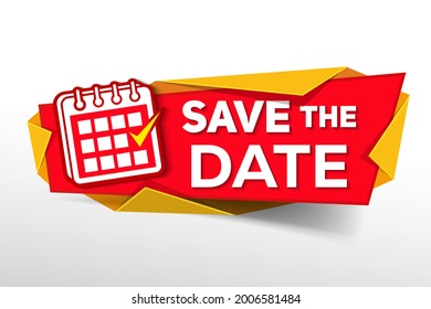 Vector Illustration Save The Date Label With Calendar.
