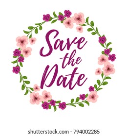 Vector illustration, Save the Date text. Wedding invitation design element.