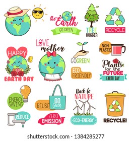 A vector illustration of Save the Earth Happy Earth Day Cliparts