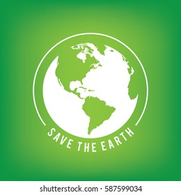 Vector Illustration of Save The Earth on Green Background