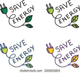 Ilustración del vector: Ahorra energía. Hojas y tapón