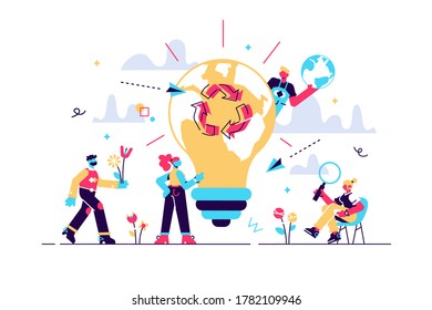 Vector illustration. save energy, save the planet, Earth Day, World Environment Day, Bio Technology, green planet, ecology, recycle lamps,