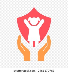 Vector illustration of save girl child symbol on transparent background