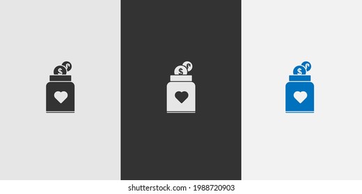 vector illustration save money icon, coin jar,moneybox,piggy-bank,funding economy symbol on black and white background