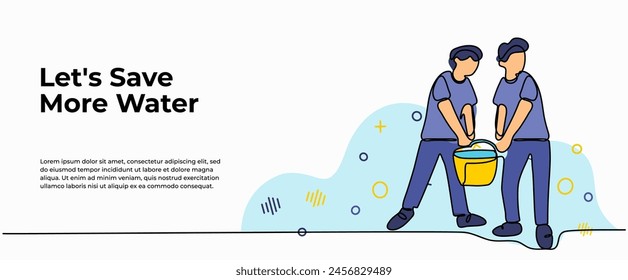 Vector illustration of  save more water. Modern flat in continuous line style.