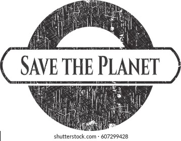 Vector Illustration of Save the Planet chalk emblem written on a blackboard
