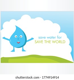 vector illustration of save water poster. background.