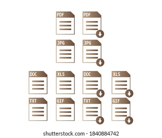 Vector illustration of saved file / Set of image files, documents, software icons