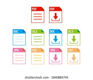 Vector illustration of saved file / Set of image files, documents, software icons