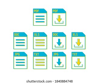 Vector illustration of saved file / Set of image files, documents, software icons