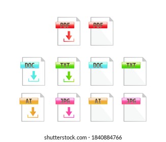 Vector illustration of saved file / Set of image files, documents, software icons