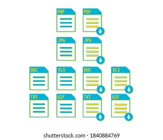 Vector illustration of saved file / Set of image files, documents, software icons