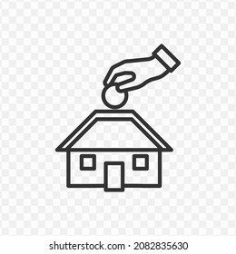 Vector illustration of saving for home icon in dark color and transparent background(png).