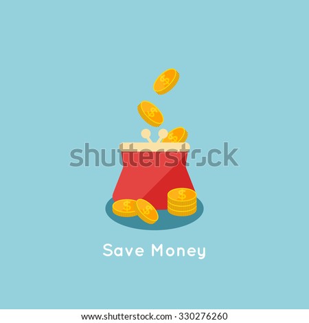 vector illustration of Saving money flat business concept, filling money with bag of gold