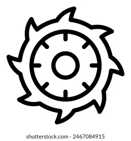 Ilustración vectorial de un ícono de hoja de sierra en un simple estilo de arte de línea en blanco y negro