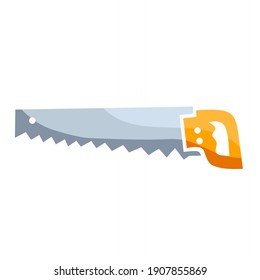 vector illustration of a saw, handsaw icon.  illustrations for workers, tools, equipment, craftsmen.  flat minimalist design eps 10.