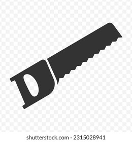 Vector illustration of saw icon in dark color and transparent background(png).