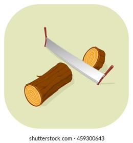 A vector illustration of a Sawing Wood flat icon design.
Wood saw Internet Icon Concept.
Hand Saw Symbol.