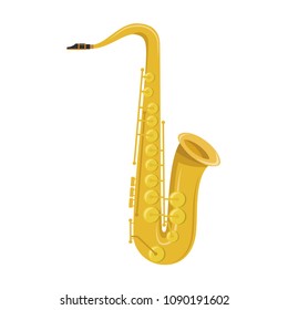 Vector illustration of a saxophone in cartoon style isolated on white background