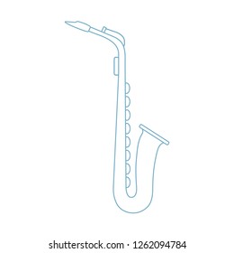 Vector illustration with saxophone. Classical music wind instrument.