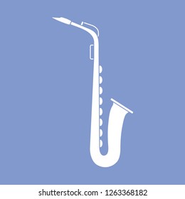 Vector illustration with saxophone. Classical music wind instrument.