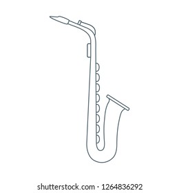 Vector illustration with saxophone. Classical music wind instrument.