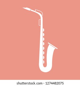 Vector illustration with saxophone. Classical music wind instrument.