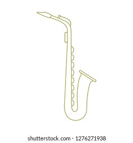 Vector illustration with saxophone. Classical music wind instrument.