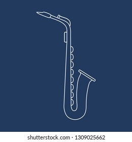 Vector illustration with saxophone. Classical music wind instrument.