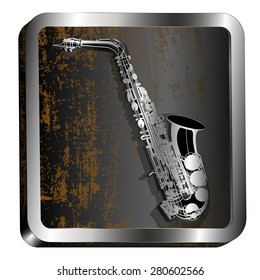 Vector Illustration saxophone etching on a metal bar