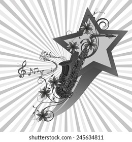 vector illustration saxophone image on a t-shirt background