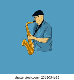 
vector illustration of a saxophone player, can be used for a logo or something else