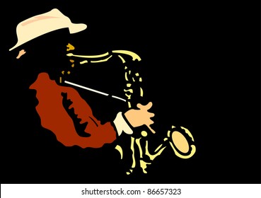Vector illustration with saxophonist