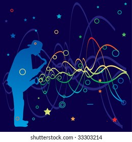 ilustración vectorial con líneas saxofonistas y coloreadas
