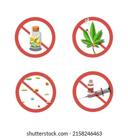 Vector illustration of say no to drug educational design collection