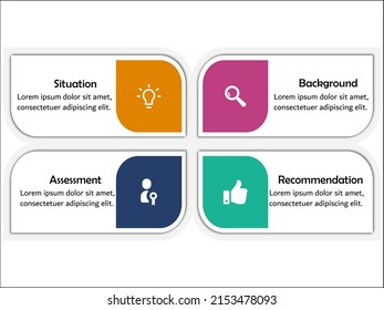 Vector Illustration of SBAR Model used to facilitate appropriate communication. Infographic template with Icons and description placeholder