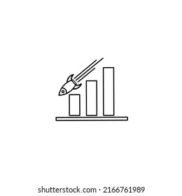 Vector illustration of scale up business down graphic with rocket icon. Business statistic diagram