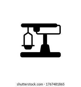 Vector illustration of scale icon or logo with black color and line design style. 64px of artboard, Pixel Perfect