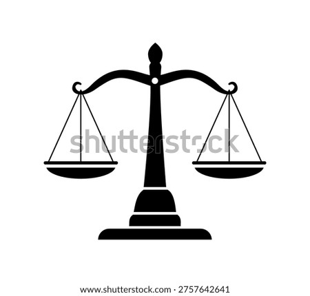 Vector illustration of the scales of justice icon on a white background.