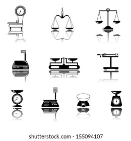 Vector illustration of scales. weighing machine.