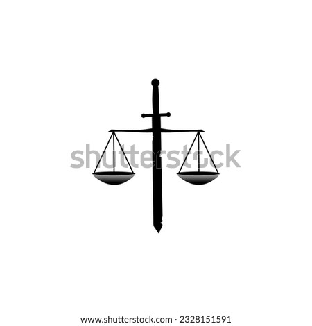 Vector illustration of scales and a wounded sword, the meaning of justice is always there even though it is full of pressure to make it happen