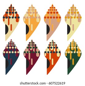 Vector illustration of Scallop seashell. Flat design style. Four beautiful seashells. Beautiful color transitions. Illustrations suitable for summer trips on the sea or for dishes made from sea food