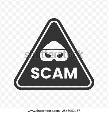 Vector illustration of SCAM icon in dark color and transparent background(PNG).